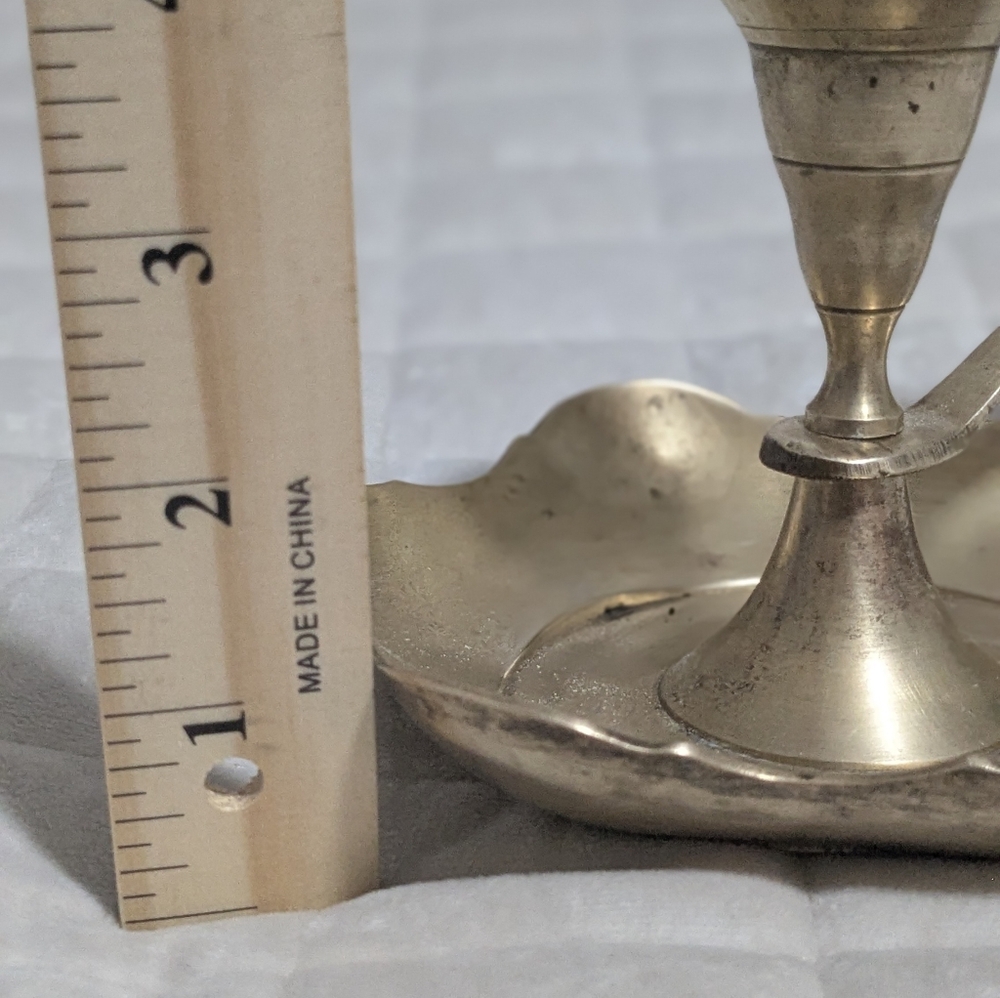 Boho Rare Find Brass Chamberstick, Single Vintage Candle Holder, Solid Brass - Picture 8 of 8
